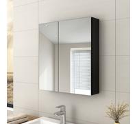 EMKE Armoires de toilette, 60x65cm Armoire de toilette avec miroir double face (Noir)
