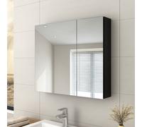 EMKE Armoires de toilette, 75x65cm Armoire de toilette avec miroir double face (Noir)