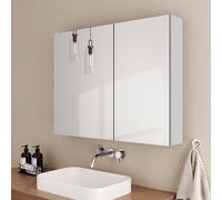 EMKE Armoires de toilette, 85x65cm Armoire de toilette avec miroir double face (Blanc)