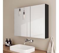 EMKE Armoires de toilette, 85x65cm Armoire de toilette avec miroir double face (Noir)