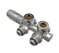 EMKE Bloc de robinet Multibloc pour radiateur, Robinet avec thermostat, Design coudé et en ligne, Robinet de radiateur pour radiateurs de salle de bain, Chrome G1/2