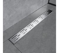 EMKE Caniveau de douche 60 cm en acier inoxydable - Siphon plat avec système anti-odeurs/filtre à cheveux - Design de rangée latérale - Pour salle de bain