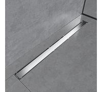EMKE Caniveau de douche plat en acier inoxydable 100 cm, siphon avec système anti-odeurs/filtre à cheveux, 2-1 en design design avec rangée latérale, pour salle de bain