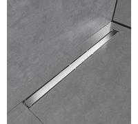 EMKE Caniveau de douche plat en acier inoxydable 110 cm avec système anti-odeurs/filtre à cheveux, design 2-1 en design de rangée latérale, pour salle de bain