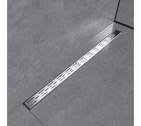 EMKE Caniveau de douche plat en acier inoxydable 110 cm avec système anti-odeurs/filtre à cheveux, design de rangée latérale, pour salle de bain