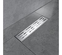EMKE Caniveau de douche plat en acier inoxydable 30 cm avec système anti-odeurs/filtre à cheveux, design de rangées latérales, pour salle de bain
