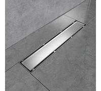 EMKE Caniveau de douche plat en acier inoxydable - 40 cm - Siphon avec système anti-odeurs/filtre à cheveux - 2-1 en design - Design de rangée latérale - Pour salle de bain