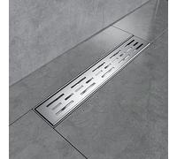 EMKE Caniveau de douche plat en acier inoxydable - 40 cm - Siphon avec système anti-odeurs/filtre à cheveux - Design de rangée latérale - Pour salle de bain