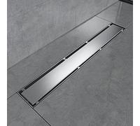 EMKE Caniveau de douche plat en acier inoxydable 50 cm avec système anti-odeurs/filtre à cheveux, design 2-1 en design de rangée latérale, pour salle de bain