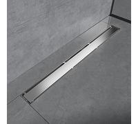 EMKE Caniveau de douche plat en acier inoxydable 80 cm avec système anti-odeurs/filtre à cheveux, design 2-1 en design de rangée latérale, pour salle de bain