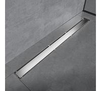 EMKE Caniveau de douche plat en acier inoxydable 90 cm avec système anti-odeurs/filtre à cheveux, design 2-1 en design de rangée latérale, pour salle de bain
