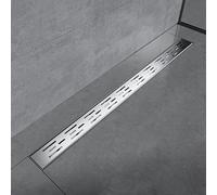 EMKE Caniveau de douche plat en acier inoxydable 90 cm avec système anti-odeurs/filtre à cheveux, design de rangées latérales, pour salle de bain