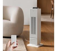 EMKE Chauffage Céramique PTC & Ventilateur 2 en 1, Blanc, Silencieux 70 cm | Écran LED, Oscillation 80°, Minuterie 12 h, Mode ECO, Télécommande & Lumière d'Ambiance, Thermostat 15-35 °C