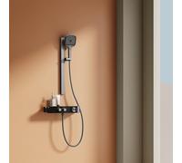 EMKE Colonne de Douche Thermostatique, Réglage du Débit d'Eau, Douche à Main 3 Fonctions, Design Modulable pour Tous les Espaces, 355x150x1150 mm, Anthracite Mat, Installation Flexible