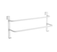EMKE Double porte-serviettes de salle de bain à suspendre au-dessus de la porte avec crochets, radiateur porte-serviettes, blanc