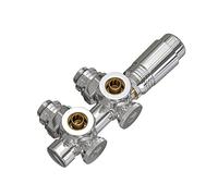 EMKE Ensemble Multiblock pour Radiateurs,Chrome | Vanne d'angle et en ligne droite, Connexion centrale, Vanne de radiateur