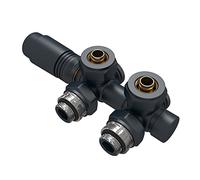EMKE Ensemble Multiblock pour Radiateurs, Vanne d'angle et en ligne droite, Connexion centrale, Vanne de radiateur avec thermostat, Anthracite
