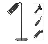 EMKE Lampe de table LED sans fil, 6 en 1, rechargeable, à intensité variable, avec LED tactile, noire, 3 modes de couleur, applique murale magnétique réglable à 360°, USB-C