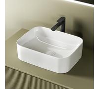 EMKE Lavabo à Poser Rectangulaire 50.5 × 38 × 15 cm, Vasque pour WC Invités, Bassin à poser en céramique pour lavabo, lavabo de salle de bain,Blanc