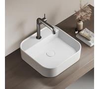 EMKE Lavabo à Poser Rectangulaire - Vasque pour Salle de Bain et WC Invités - 40 × 40 × 11 cm, Lavabo en Céramique, Blanc