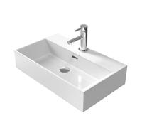 EMKE Lavabo design moderne, lavabo suspendu en céramique de haute avec bord fin, lavabo pour salle de bain et toilettes d'invité 600 x 360 x 130 mm, blanc, lavabo carré, lavabo de comptoir