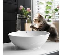 EMKE Lavabo Ovale salle de bain, 345 x 265 x 120 mm, Vasque à Poser en céramique, Blanc brillant