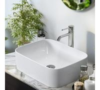EMKE Lavabo rectangulaire en céramique, 610 x 380 x 150 mm, Vasque à Poser Salle de Bain en céramique, Blanc brillant