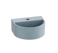 EMKE Lavabo Semi-Circulaire 303 x 255 x 120 mm, Lavabo Suspendu à Fixer au Mur, Lavabo en Céramique pour WC Invités et Salle de Bain, Design Moderne, Bleu gris clair matt
