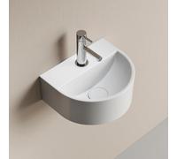 EMKE Lavabo Semi-Circulaire 30.3x25.5 cm, Montage Mural, Céramique, Moderne, Blanc Brillant