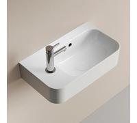 EMKE Lave-Mains 45 cm,455 x 270 x 150 mm,Robinet à Gauche, Blanc Brillant