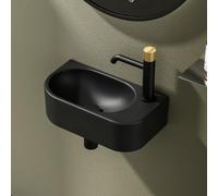 EMKE Lave-Mains Noir Mat 40 x 21,5 x 12 cm, Robinet à Droite