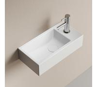 EMKE Lave-Mains Suspendu 40,5 x 20,5 x 10,5 cm,Blanc Brillant,Robinet à Droite