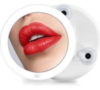 EMKE Miroir cosmétique grossissant 7x avec éclairage LED Miroir de maquillage rond avec ventouse Miroir de rasage Blanc Miroir mural à piles