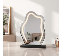 EMKE Miroir de courtoisie avec éclairage, Noir Hollywood Miroir de courtoisie avec commande Smart-Touch, Miroir de courtoisie irrégulier avec 3 couleurs de lumière, avec lumière pivotant à 360°, lumin