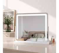 EMKE Miroir de maquillage avec éclairage, miroir Hollywood avec 3 couleurs de lumière, commande Smart Touch Miroir de maquillage avec lumière pivotant à 360°, luminosité réglable et fonction mémoire (