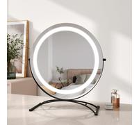EMKE Miroir de maquillage avec éclairage, miroir Hollywood avec 3 couleurs de lumière, contrôle smart touch Miroir de maquillage avec lumière pivotant à 360°, luminosité réglable et fonction mémoire (