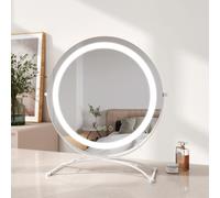 EMKE Miroir de maquillage avec éclairage, miroir Hollywood avec 3 couleurs de lumière, contrôle smart touch Miroir de maquillage avec lumière pivotant à 360°, luminosité réglable et fonction mémoire (