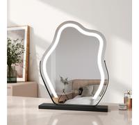 EMKE Miroir de maquillage avec éclairage, Noir Hollywood Miroir de maquillage avec commande Smart-Touch, Irrégulier Miroir de maquillage avec 3 couleurs de lumière, avec lumière 360° pivotant, luminos