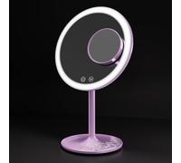 EMKE® Miroir de Maquillage avec lumière, Miroir de Bureau éclairé avec grossissement 1X/3X, Miroir de courtoisie Rond avec 3 réglages de Couleur, contrôle Tactile, Rotation à 90 degrés, Violet