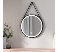EMKE Miroir de Salle de Bain avec éclairage,ф 50 cm,Cadre Noir