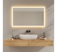 EMKE Miroir de Salle de Bain avec éclairage 100x60 cm, Miroir Salle de Bain 3000K Blanc Chaud, Interrupteur Mural, Installation Verticale/Horizontale, Miroir Anti-Explosion IP44, Économie d'énergie