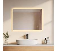EMKE Miroir de Salle de Bain avec Éclairage, 50x70 cm,Anti-Buée | Miroir LED avec 3 Couleurs de Lumière Dimmer, Interrupteur Tactile, Arrêt Automatique après 3 Heures,Mémoire
