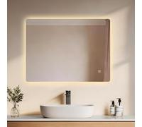 EMKE Miroir de Salle de Bain avec Éclairage, 60x80 cm,Anti-Buée | Miroir LED avec 3 Couleurs de Lumière Dimmer, Interrupteur Tactile, Arrêt Automatique après 3 Heures,Mémoire