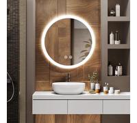 EMKE Miroir de Salle de Bain avec éclairage, diamètre de 60 cm, Miroir Rond avec Interrupteur Tactile, Anti-buée, Fonction mémoire, lumière Chaude/Blanc Froid/Neutre