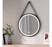 EMKE Miroir de Salle de Bain avec éclairage, Miroir de Salle de Bain LED Rond ф60cm avec Interrupteur Tactile + 3 Types de Feux Blanc Chaud/Blanc Froid/Neutre Cadre Noir