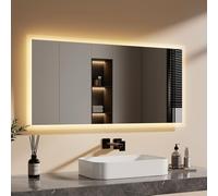 EMKE Miroir de salle de bain avec éclairage Miroir LED avec interrupteur mural 120 x 60cm Blanc chaud
