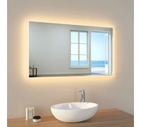 EMKE Miroir de salle de bain avec éclairage Miroir mural 100x60cm 2 couleurs de lumière blanc froid et blanc chaud Miroir lumineux avec interrupteur à touche et fonction antibuée