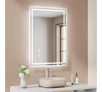 EMKE Miroir de Salle de Bain avec lumière LED, 50 x 70 cm, Anti-buée, Interrupteur Tactile, Miroir de Salle de Bain Blanc Froid réglable, Fonction mémoire, arrêt Automatique après 3 Heures, Miroir de