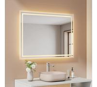 EMKE Miroir de Salle de Bain avec lumière LED, 80 x 60 cm, lumière Blanche Chaude 3000 K, Miroir Mural avec éclairage, Horizontal/Vertical, IP44, économe en énergie.