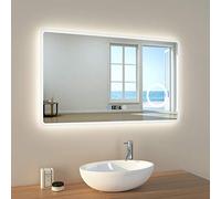 EMKE Miroir de Salle de Bain LED, 100 x 60 cm, avec éclairage, 3 Couleurs de lumière 3000-6400 K, Blanc Froid, Neutre, Blanc Chaud, Miroir Lumineux, Miroir de Salle de Bain, Miroir Mural, avec